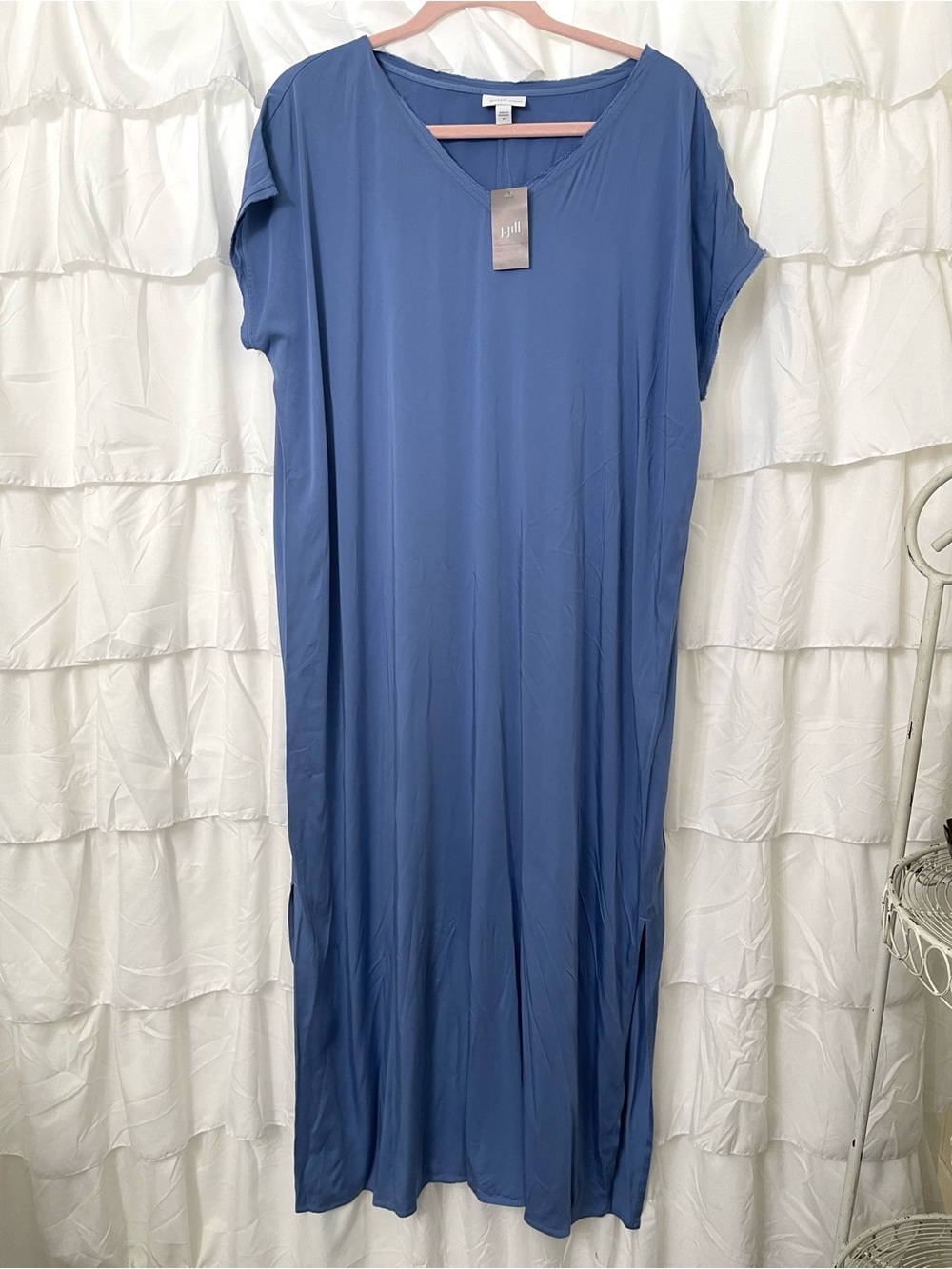 NWT J.Jill Relaxed V-Neck Maxi Dress in Slate Blue